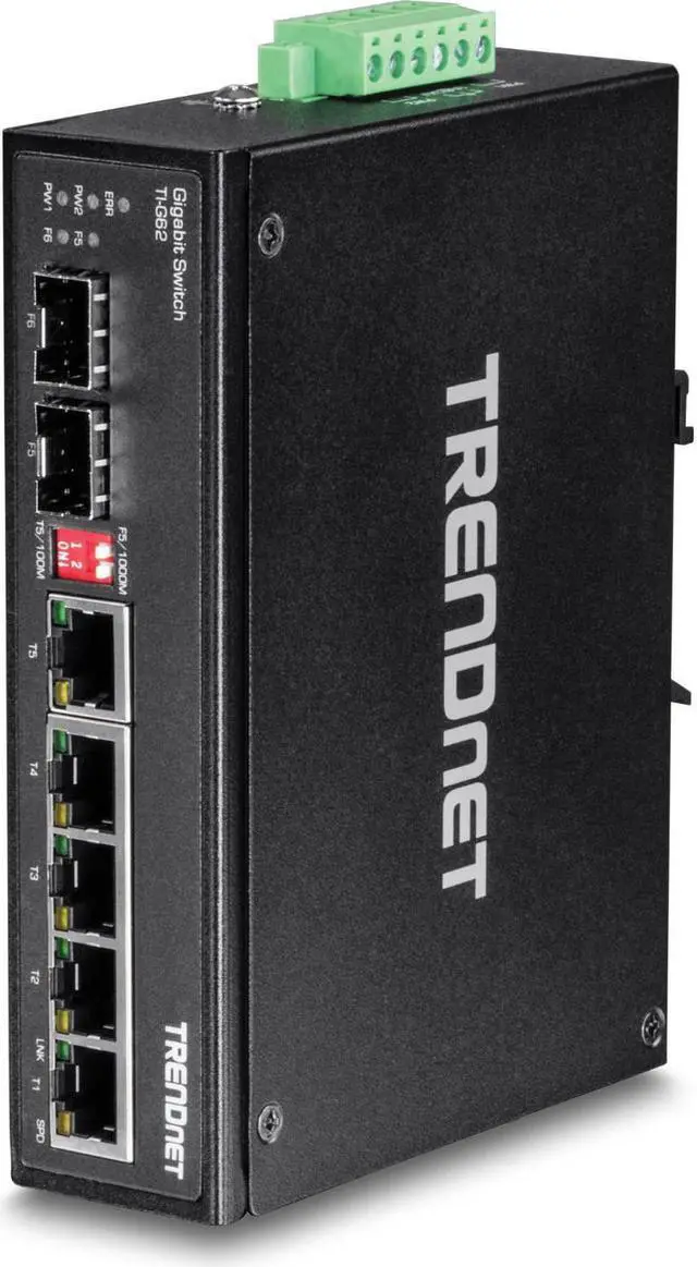 Alt view image 5 of 19 - TRENDnet 7-Port Industrial Gigabit DIN-Rail Switch, TI-G62, 5 x Gigabit Ports, 2 x Gigabit SFP Ports, IP50 Weather Rated, 14Gbps, NDAA TAA Compliant, Lifetime Protection