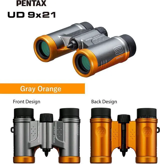 Alt view image 5 of 13 - PENTAX Binoculars UD 9x21 Gray and Orange Lightweight Body