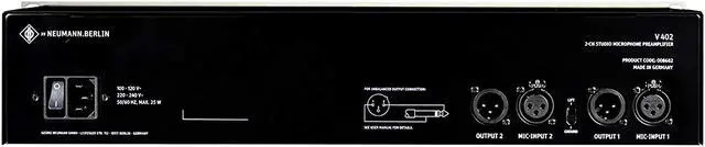 Alt view image 2 of 6 - Neumann V 402 Rackmount 2-Channel Microphone Preamplifier