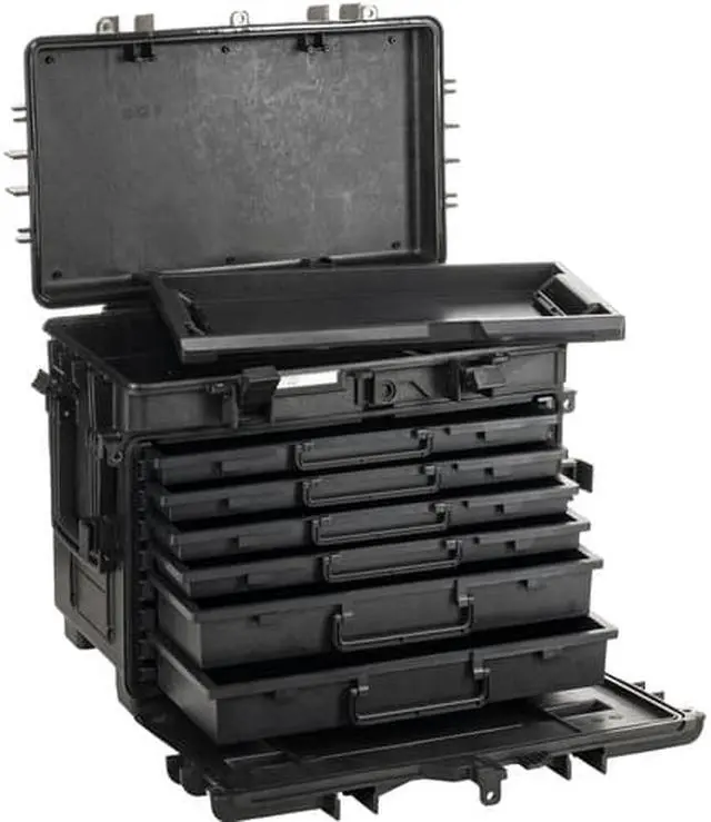 Alt view image 7 of 7 - Explorer Cases 5140BKT03 Waterproof Stackable 6-Drawer Trolley Tool Case