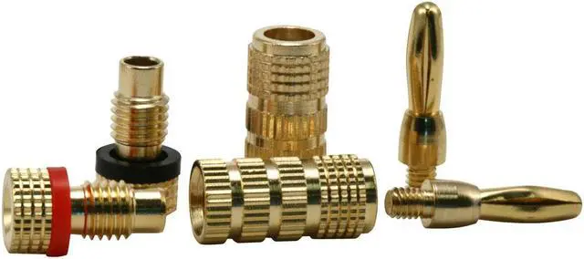 Main image of Monoprice 1 PAIR OF High-Quality Gold Plated Speaker Banana Plugs, Closed Screw Type