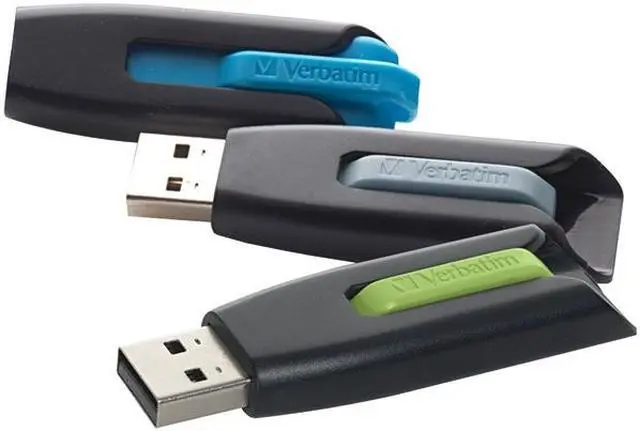 Alt view image 13 of 16 - Verbatim Store 'n' Go V3 16GB USB 3.0 Flash Drive - 3pk - Blue, Green, Gray 99126