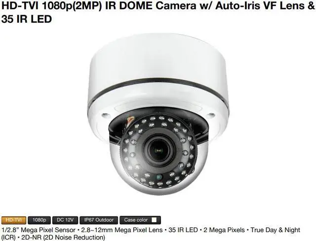 Alt view image 3 of 5 - Eyemax TIV-032V-W HD-TVI 1080p Outdoor Vandal IR DOME Camera 2.8-12mm 12V DC