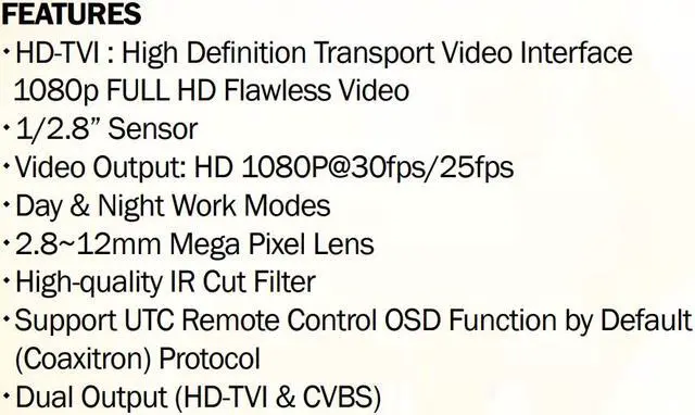 Alt view image 2 of 3 - Eyemax TID 032V 1080P Indoor Dome IR Camera 2.8-12mm 35Leds 12V DC, white, Dual Video Outputs