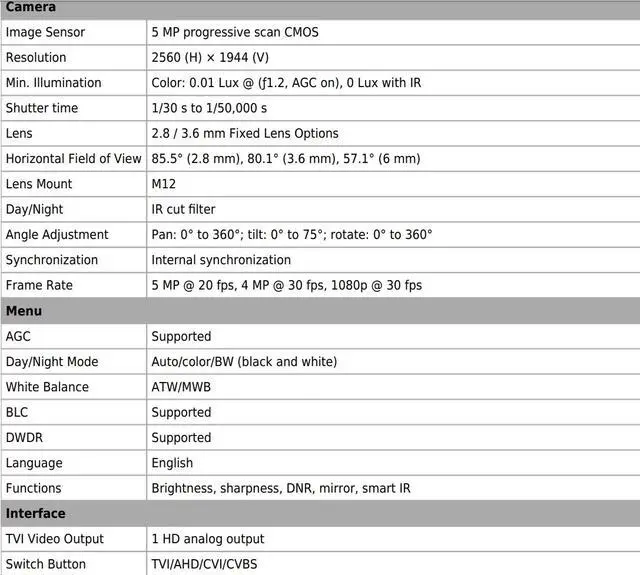 Alt view image 5 of 5 - Eyemax Magic series TIU G5022 5MP Outdoor IR Turret Camera, IP67, Metal Body 3.6mm 12V DC