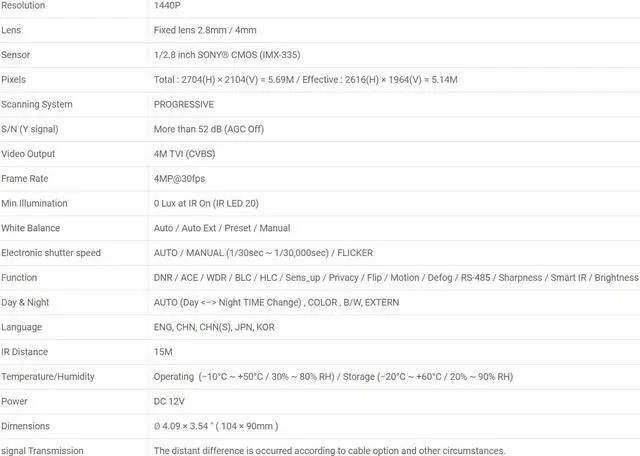 Alt view image 3 of 3 - Eyemax TIU-P4122-WW28 4MP HD TVI, In/Outdoor IR Turret Camera, 2.8mm white ( Made In Korea ) 12V DC ( Upgraded to TIU-MP4132-W 2.8-12mm same Casing )