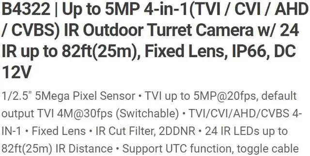 Alt view image 2 of 4 - Eyemax PIB B4322 5MP HD TVI Eyeball Camera 2.8mm Wide lens , In/Outdoor White color