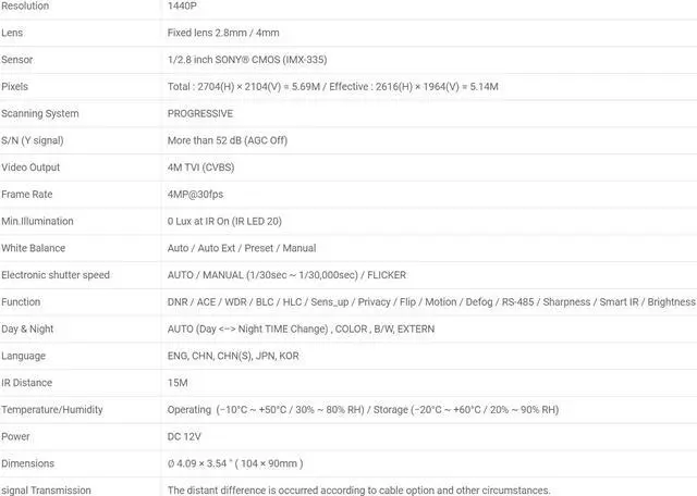 Alt view image 3 of 3 - Eyemax TIU-P4122-B40 4MP HD TVI, In/Outdoor IR Turret Camera, 4mm Grey ( Made In Korea ) 12V DC ( Upgraded to TIU-MP4132 2.8-12mm same Casing )