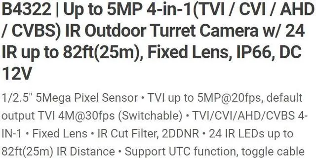 Alt view image 4 of 4 - Eyemax PIB-B4322-B28 5MP HD TVI Eyeball Camera 2.8mm Wide lens , In/Outdoor Grey color