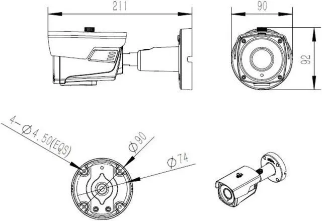 Alt view image 4 of 6 - HD SDI Digital HD 2.4MP 1080P Long range Bullet IR Night Vision Camera 2.8-12mm Dual Video Outputs 12V DC