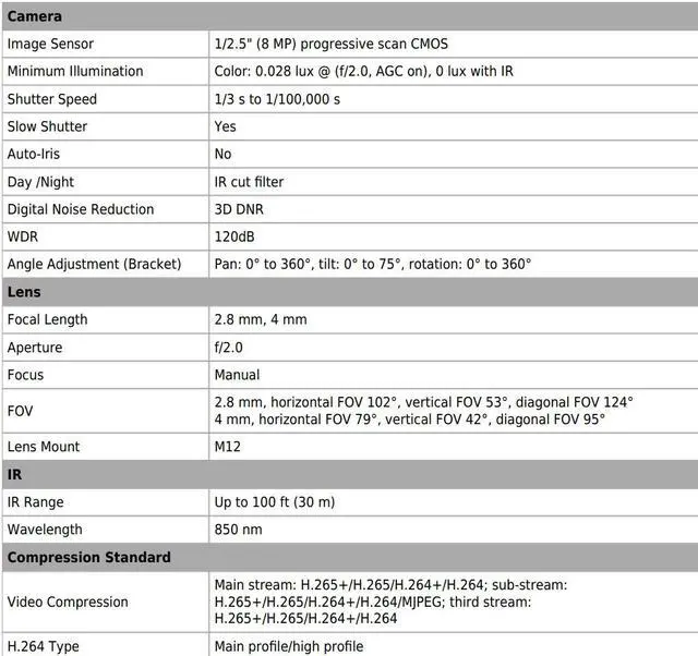 Alt view image 6 of 7 - Eyemax Magic series NIU G8032 8MP 4K UHD Outdoor IR IP Network Turret Camera, IP67, Metal Body  2.8mm wide 12V DC POE
