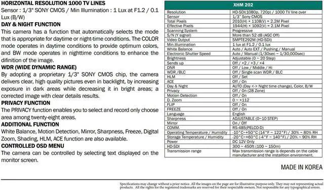 Alt view image 5 of 6 - XHM-202 HD-SDI outdoor dome security camera, 1080p 2 megapixel, IP68 vandal-proof