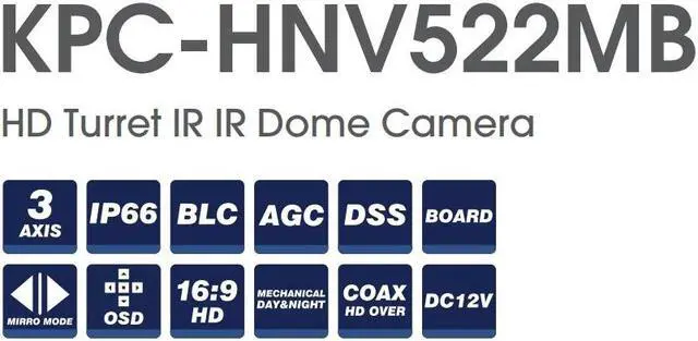 Alt view image 2 of 5 - KT&C HD-SDI 1080P Turret Dome Camera 3.6mm KPC-HNV522M In/Outdoor 3.6mm 12V DC -BLACK-