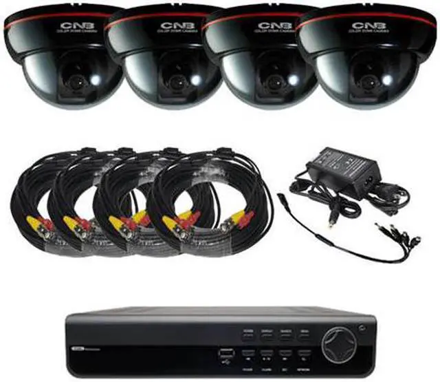 Main image of 4ch DVR Package - H.264 Elite DVR, dome and IR camera combo power supply and Cables 3G phone support