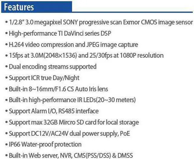 Alt view image 5 of 5 - 3 Mega-Pixel IP IR Outdoor Camera H.264,ICR True Day and Night, PoE, 3G Phone and Micro SD Support