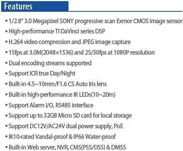 Alt view image 3 of 4 - 3 Mega-Pixel IP IR Outdoor Vandal Dome Camera H.264,ICR True Day and Night, PoE, 3G Phone and Micro SD Support