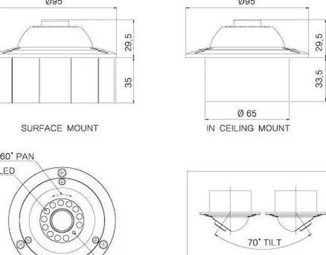 Alt view image 2 of 3 - KT&C KPC-D950N Color Day and Night Indoor IR Aluminum Dome Camera 380 or 550TVL