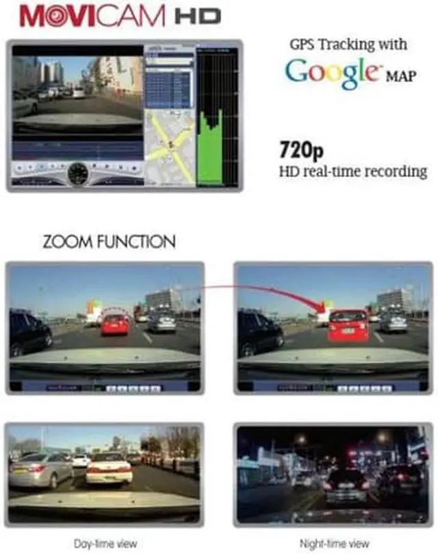 Alt view image 7 of 7 - Movicam HD: HD Security Black-Box for Vehicles, Real-Time 30 FPS 720p Recording, Google Map GPS Tracking