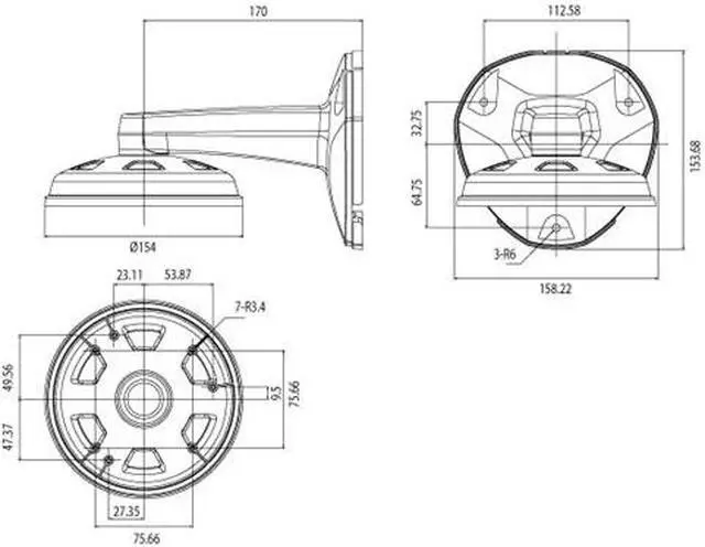 Alt view image 2 of 5 - Wall mount type plastic bracket for Vandal Resistant Dome and Vandal