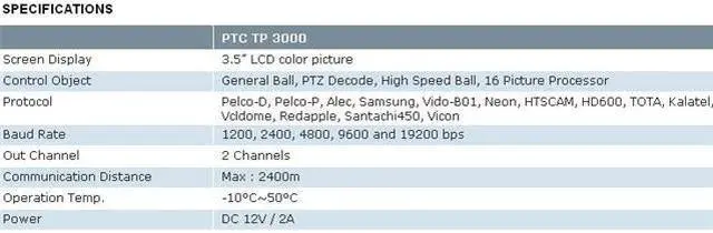 Alt view image 3 of 3 - PTZ (Pan/Tilt/Zoom) Controller with 3 Axis Joy-stick, 2.5" TFT-LCD Screen Pelco-D
