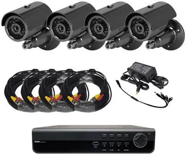 Main image of 4ch DVR Package - H.264 Elite DVR, dome and IR camera combo power supply and Cables 3G phone support