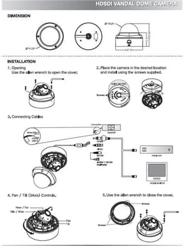 Alt view image 4 of 5 - HD-SDI Outdoor Dome camera: 2 Megapixel Full HD 1080p image, 2.8~12mm Lens, 1000 TVL, OSD, WDR