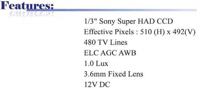 Alt view image 2 of 3 - 480 TV Lines 3.6mm Fixed Lens Color Dome Camera ( Black, 12V DC )