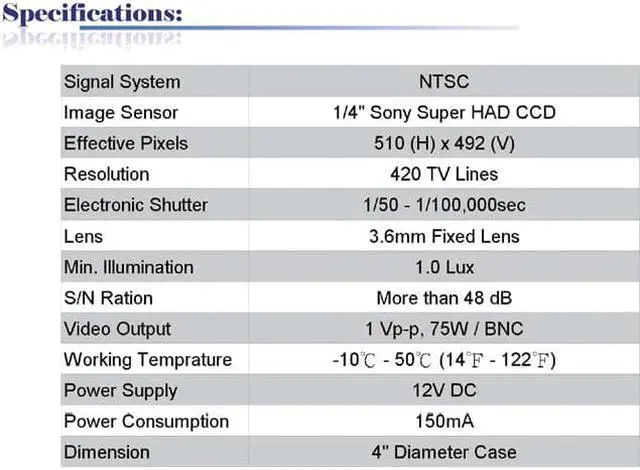 Alt view image 2 of 2 - 420 TV Lines Built-in 3.6mm Lens Color Dome Camera ( Black, 12V DC )
