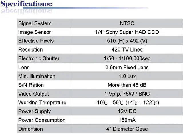 Alt view image 2 of 2 - 420 TV Lines Built-in 3.6mm Lens Color Dome Camera ( Black, 12V DC )