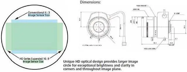 Alt view image 2 of 3 - Computar Ganz High Quality CCTV Camera Lens AG4Z1214FCS-MPIR "A" Series 3 Megapixel, 1/2.7" 12.5-50mm F1.4 Varifocal, HD Series, DC Auto-iris (CS Mount) Day/Night IR
