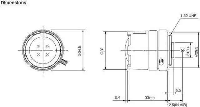Alt view image 2 of 2 - Computar Ganz High Quality CCTV Camera Lens T2314FICS 1/3" 2.3mm f1.4 Monofocal, Manual Iris (CS Mount)