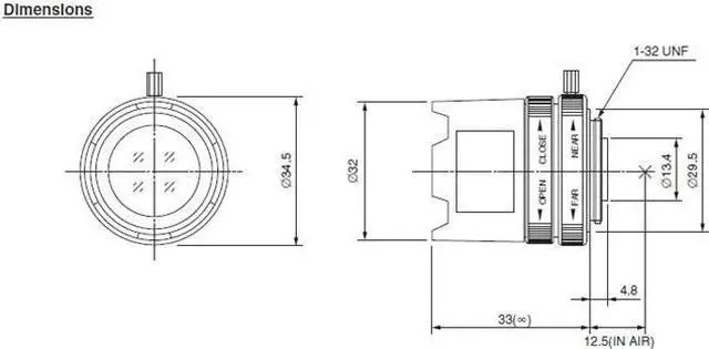 Alt view image 2 of 2 - Computar Ganz High Quality CCTV Camera Lens 
T0412FICS 1/3" 4mm f1.2 Monofocal, Manual Iris (CS Mount)