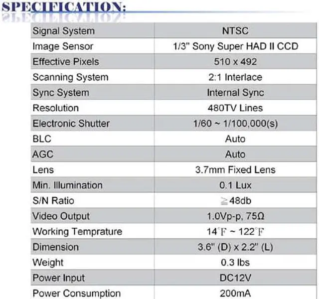 Alt view image 3 of 3 - 480 TV Lines 3.7mm Pinhole Lens Sensor Type Hidden Camera ( 12V DC )