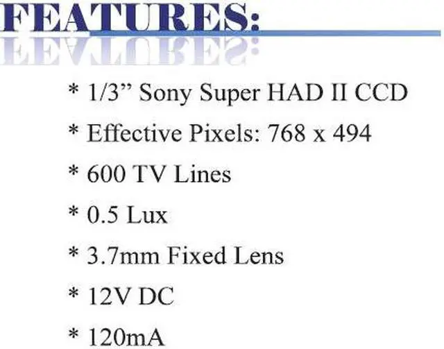 Alt view image 2 of 3 - 600 TV Lines 3.7mm Pinhole Lens Sensor Type Hidden Camera ( 12V DC )