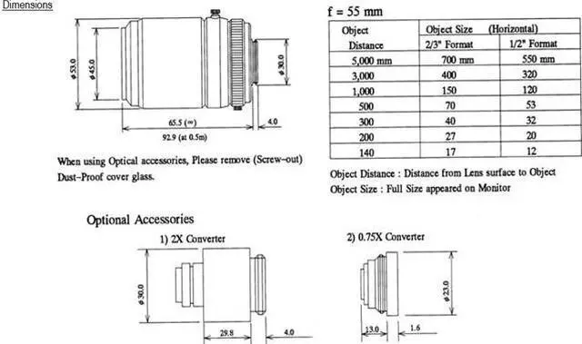 Alt view image 3 of 3 - Computar Ganz High Quality CCTV Camera Lens 
TEC-55 (TEC-M55) 2/3" 55mm Telecentric Lens (C Mount)