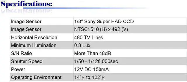 Main image of 480 TV Lines 3.7mm Pinhole Lens Color Mini Camera ( 12V DC )