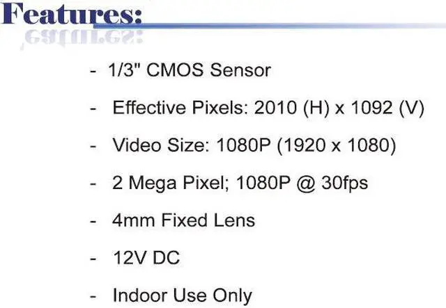 Alt view image 2 of 3 - 2 Mega Pixel 1080P Image Resolution 4mm Fixed Lens HD SDI Dome Camera ( Black, 12V DC, Indoor Only )