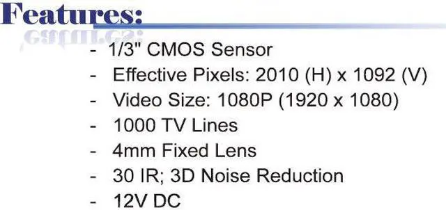 Main image of 2 Mega Pixel Image Resolution 4mm Fixed Lens 30 IR Weatherproof HD SDI Bullet Camera ( 12V DC )