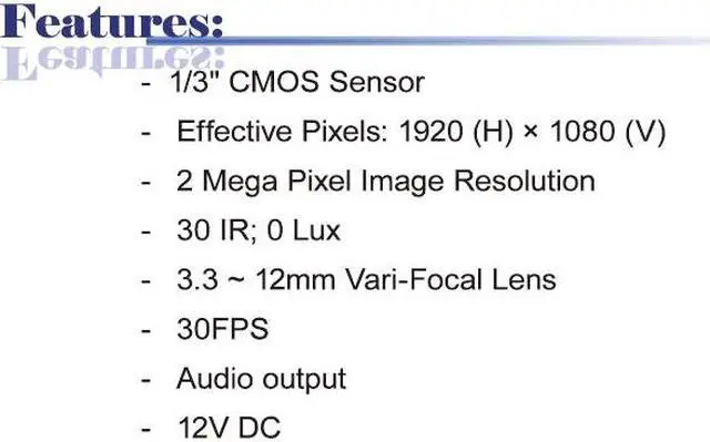 Alt view image 2 of 3 - 2 Mega Pixels 3.3 ~ 12mm Vari-Focal Lens 30 IR Vandalproof & Weatherproof HD IP Camera ( 12V DC )