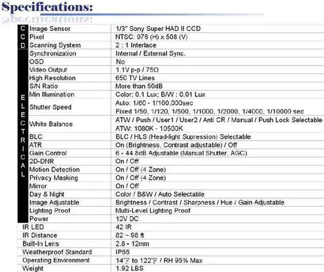 Alt view image 2 of 2 - 650TV Lines 2.8 ~ 12mm Vari-Focal Lens 42IR Weatherproof Color Infrared Dome Camera ( Grey, 12V DC )