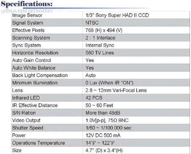 Alt view image 2 of 2 - 580 TV Lines 2.8 ~ 12mm Vari-Focal Lens 42IR Weatherproof Effio High Resolution Camera ( Grey, 12V DC )