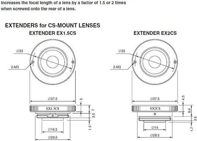 Alt view image 3 of 3 - Computar Ganz High Quality CCTV Camera Lens Accessories EX2C Extender (2X) for C-Mount