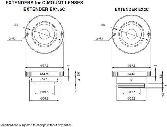 Alt view image 2 of 3 - Computar Ganz High Quality CCTV Camera Lens Accessories EX2C Extender (2X) for C-Mount