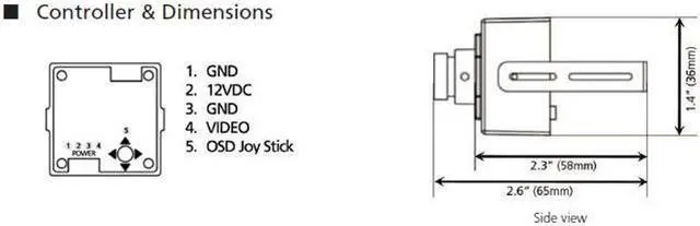 Main image of Computar Ganz High Quality CCTV Mini Camera MCWB-2.9N Compact Color ATM High Resolution Camera, Sony Super HAD 600TVL, 2.9mm Fixed Lens