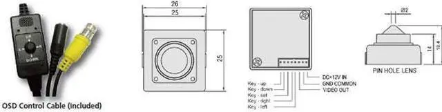 Alt view image 2 of 2 - Computar Ganz High Quality CCTV Mini Camera MCB-3.7P Compact 700TVL Camera with Pinhole Lens