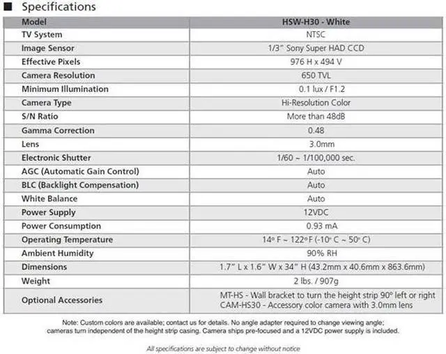 Alt view image 3 of 3 - Computar Ganz High Quality CCTV Height Strip Camera HSW-H30