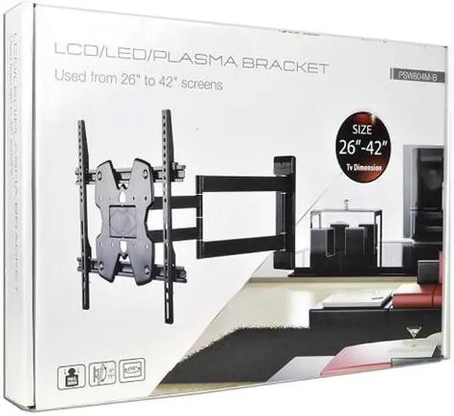 Alt view image 2 of 2 - 26" - 42" Plasma/LCD TV Articulating Double-Arm Wall Mount Bracket w/Tilt (Black)