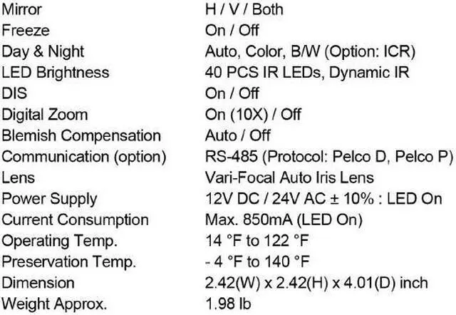 Alt view image 4 of 5 - 620TV Lines 1/3" SONY Super HAD CCD II 40IR-LEDs 2.8~12mm Lens 3D-DNR Advanced-WDR Day&Night Dual-Power IR Bullet Camera