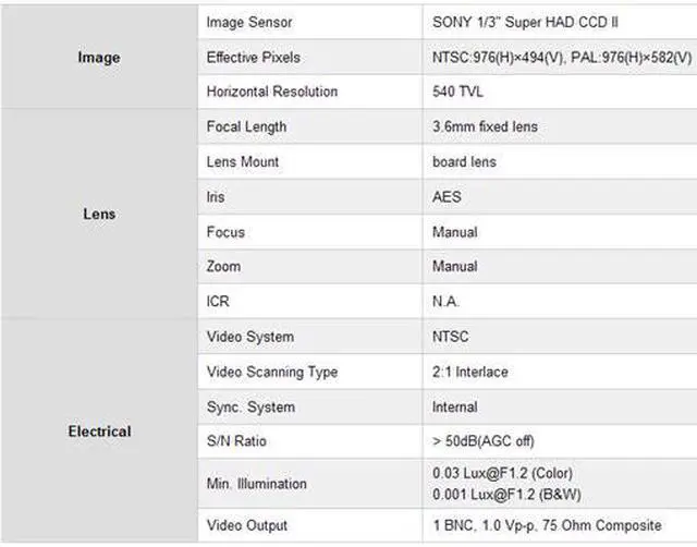 Main image of 540 TV lines IR Camera - SONY 1/3" Super HAD CCD II, 3.6mm fixed lens, 23 pcs IR LEDs, DC 12V input, LT-T2450, Grey