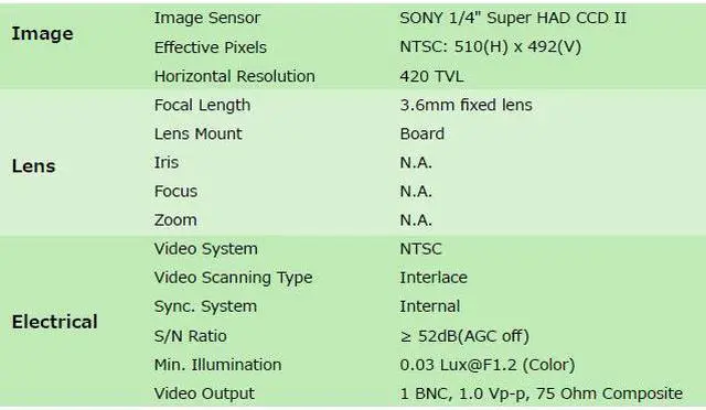 Alt view image 4 of 4 - 420 TVL Compact Fixed Lens Bullet Camera - SONY 1/4" Super HAD CCD II, 3.6mm fixed lens, 12 pcs IR LEDs, Weather-resistant, Vandal-resistant, DC 12V, LT-R8940
